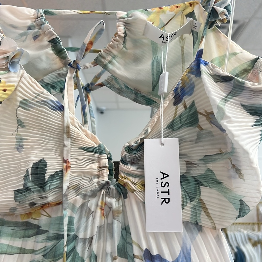 Astr Floral Maxi Dress in Cream and Blue - Picture 5 of 5